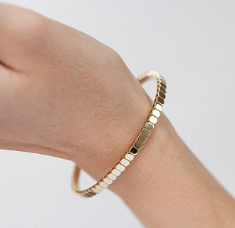 Жесткий браслет "Kylie" в желтом золоте б05827 №2