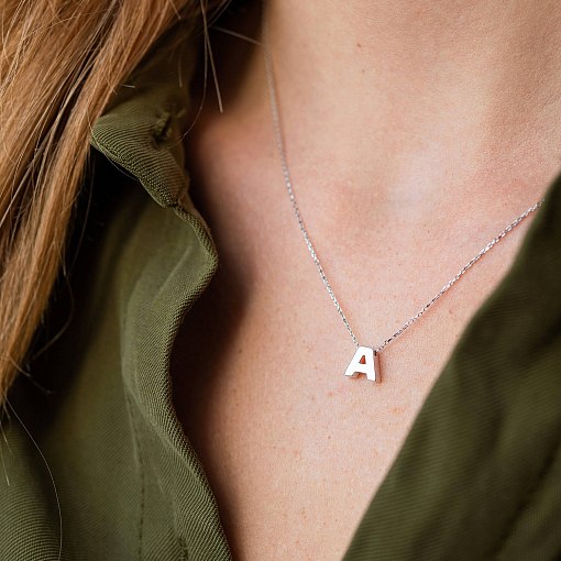 Колье с буквой "В" в белом золоте кол01254В 10