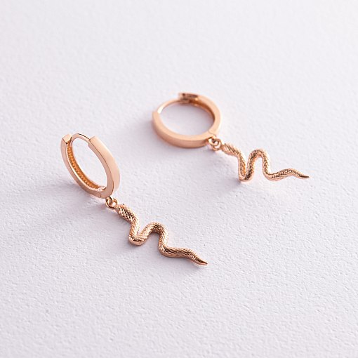 Серьги - кольца "Змеи" в красном золоте с08015 3