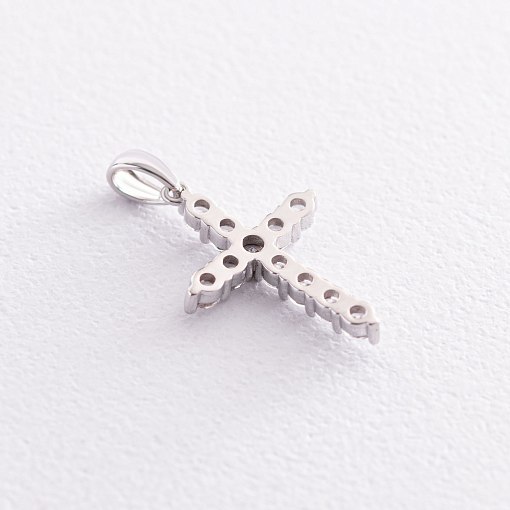 Золотой крестик с белыми фианитами п03564 3