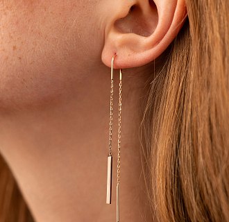 Серьги - протяжки в красном золоте с09222