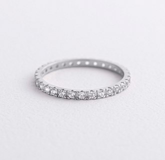 Кольцо с дорожкой камней в белом золоте к08276 №3