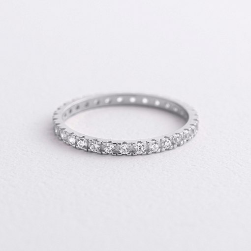 Каблучка з доріжкою каменів в білому золоті к08276 3