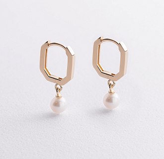 Серьги "Olimpia" с жемчугом (желтое золото) с09629