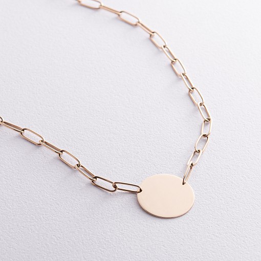 Кольє з монеткою для гравіювання (жовте золото) кол02394 5