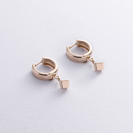 Серьги "Кубики" в желтом золоте с08901 3