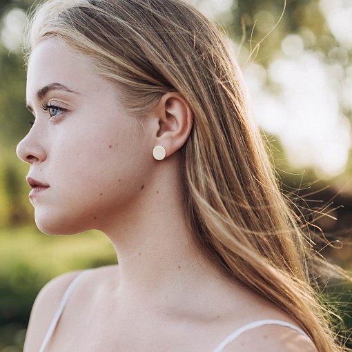 Серьги-пусеты "Кружочки" из желтого золота с06491 5