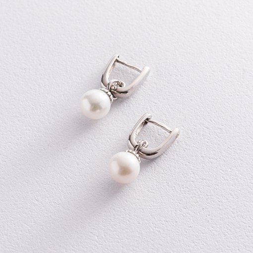 Золотые серьги с жемчугом с05836 4