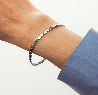 Браслет "Сердечки" в белом золоте б05784 №4