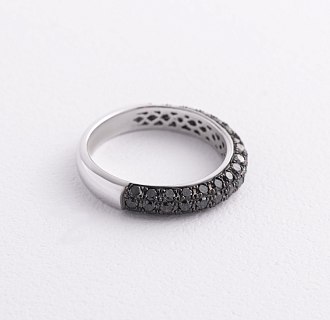 Золота каблучка з чорними діамантами кб0245sth №3