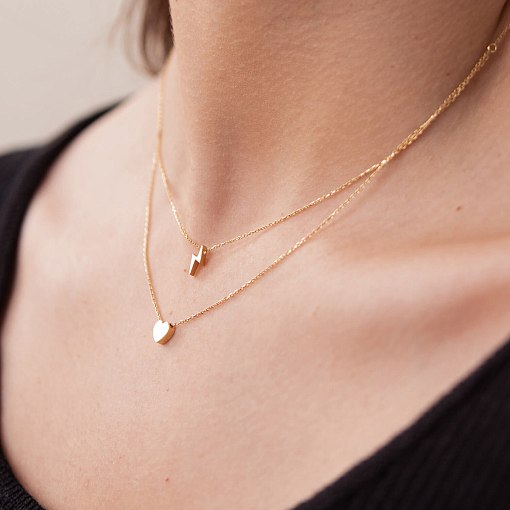 Двойное золотое колье "Молния и сердечко" кол02311 6