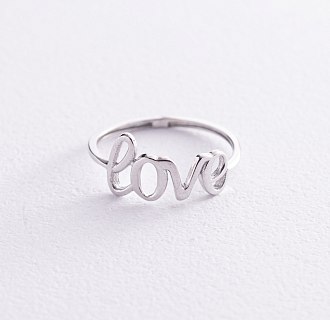 Кольцо "Love" в белом золоте к07094 №4