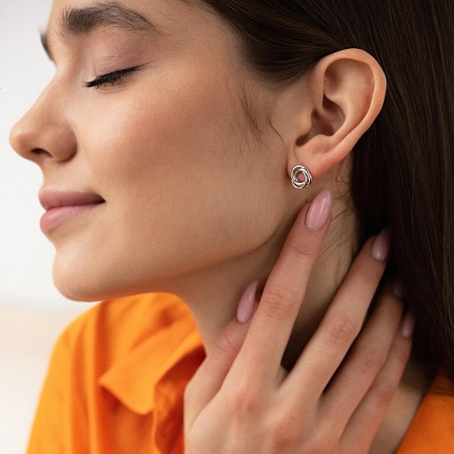 Серьги - пусеты "Увлечение" в белом золоте с06911 2