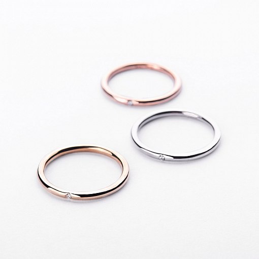 Каблучка Мінімалізм в білому золоті (з діамантом) обрб0002 10