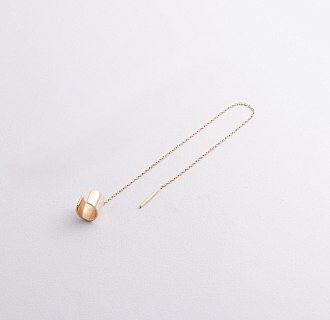 Серьга - каффа с цепочкой (желтое золото) с09446 №4