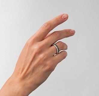 Золота каблучка з чорними діамантами кб0242sth №4