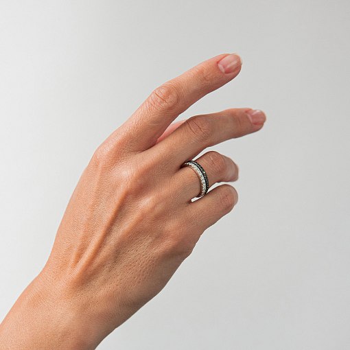 Золотое кольцо с черными бриллиантами кб0242sth 4