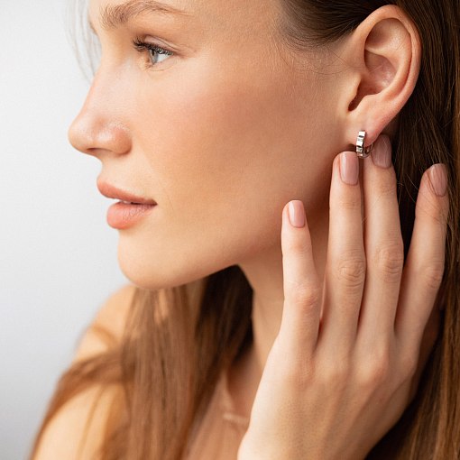 Серьги - кольца "Ruby" в белом золоте с09179 4