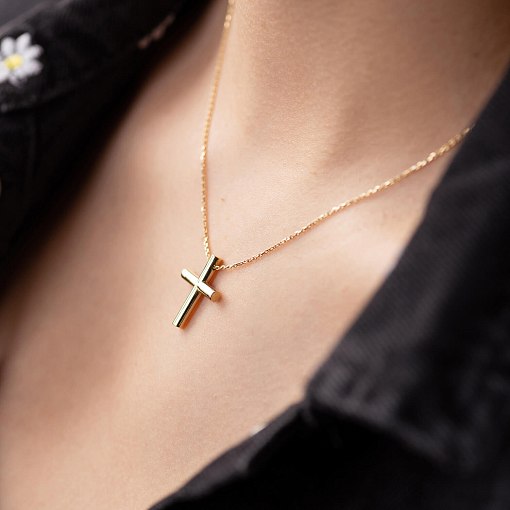 Колье с крестиком в желтом золоте кол02355 8