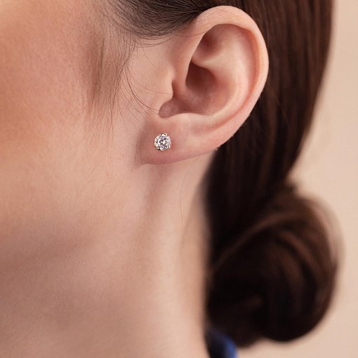 Серьги - пусеты с фианитами (желтое золото) с08346 2