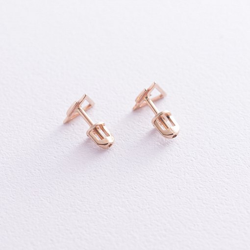 Серьги-пусеты "Треугольники" (красное золото) с06973 2