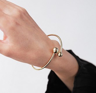 Жесткий браслет "Шарики" в желтом золоте б05816 №4