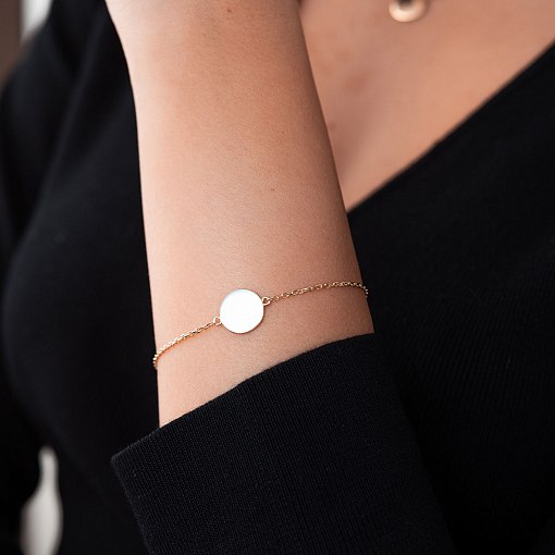 Браслет "Монетка" в желтом золоте (возможна гравировка) б04916 10