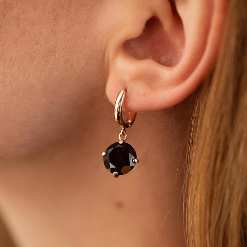 Золотые серьги "Влечение" (альмандин) с05296 3