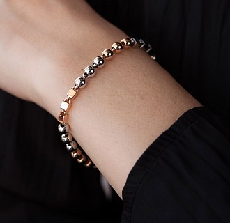 Золотой браслет "Кубики - шарики" б05104 №4