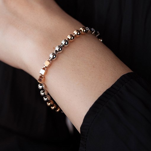 Золотой браслет "Кубики - шарики" б05104 4