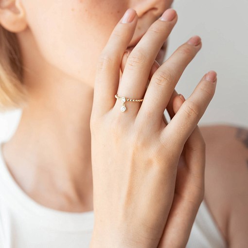 Каблучка в жовтому золоті з фіанітами к07063 8