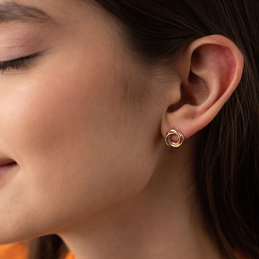 Серьги - пусеты "Увлечение" в желтом золоте с06937 2