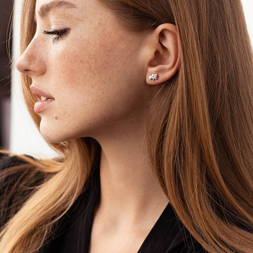 Серьги - пусеты "Карта Украины" в белом золоте с08012 4