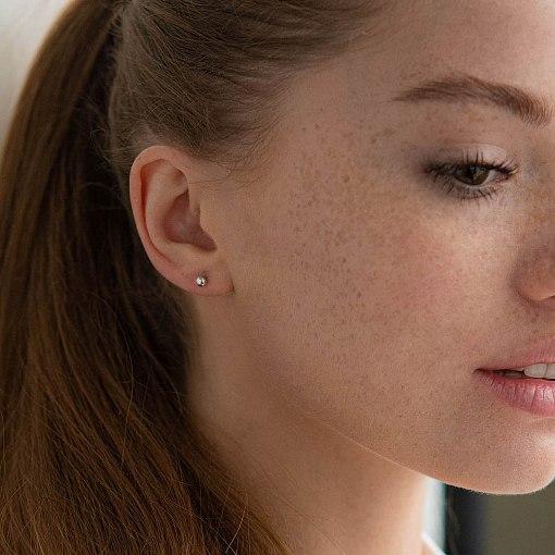 Серьги - пусеты "Шарики" в белом золоте с07300 2