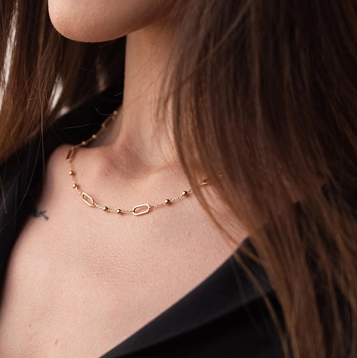 Колье - цепочка "Шарики" в желтом золоте кол02253 8