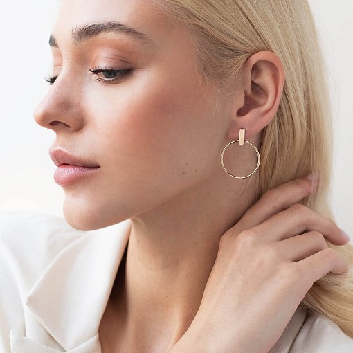 Серьги - пусеты "Уверенность" в желтом золоте с07749 9