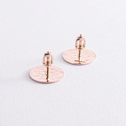 Серьги - пусеты "Теона" в красном золоте с07799 8