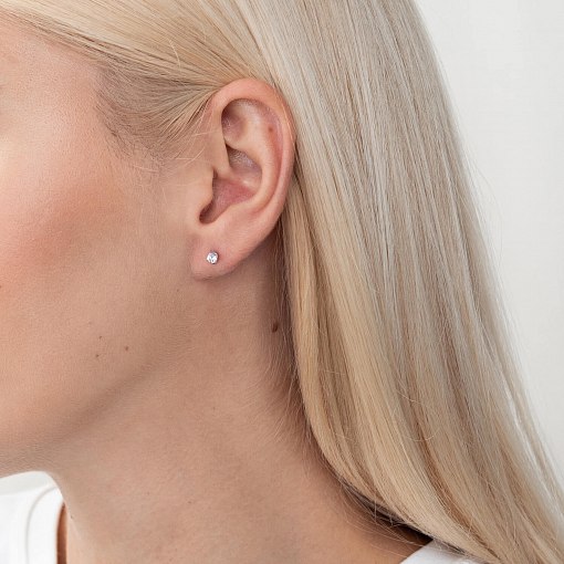 Золотые серьги - пусеты с фианитами с02891 4