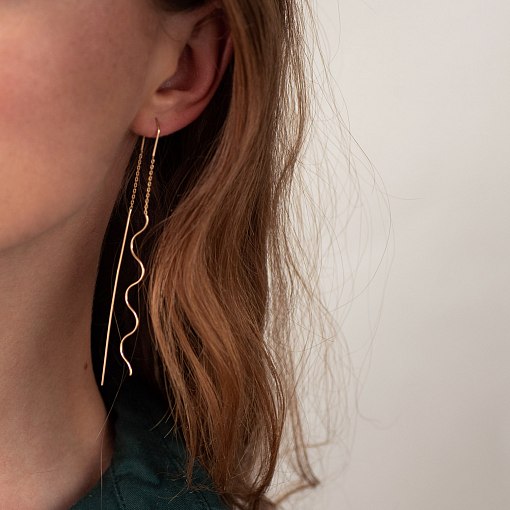 Серьги - протяжки "Милли" в желтом золоте с07382