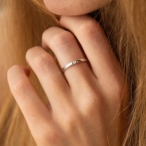 Кольцо с бриллиантом в белом золоте кб0553м 2