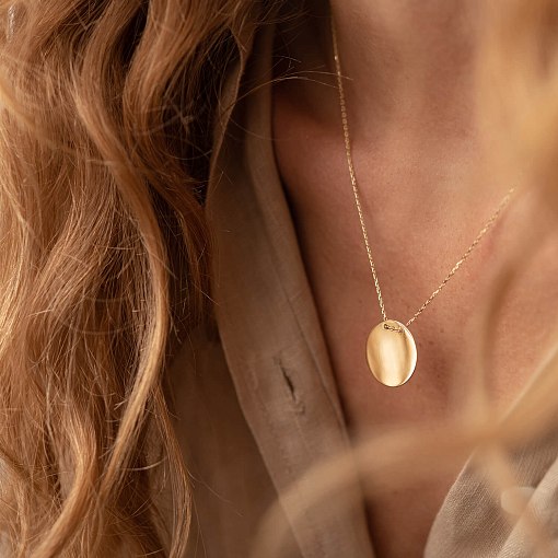 Колье "Монетка" в желтом золоте (возможна гравировка) кол02281 8