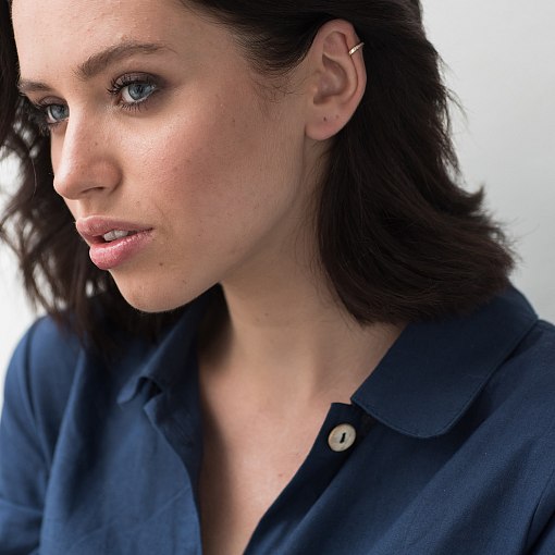 Серьга каффа в желтом золоте с фианитами с06359 3