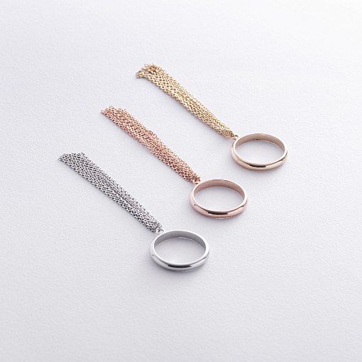 Кольцо с цепочками (красное золото) к07623 7