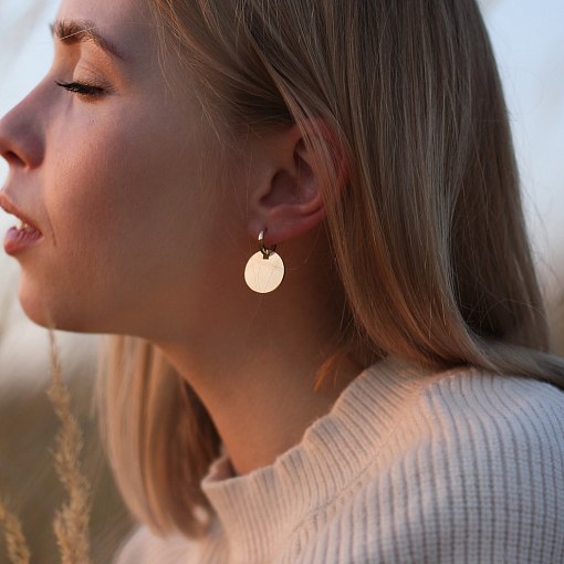 Золотые серьги Большие монетки с06498 5