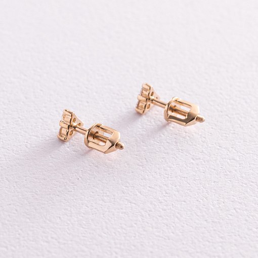 Золотые серьги - пусеты "Треугольники" с фианитами с07700 3