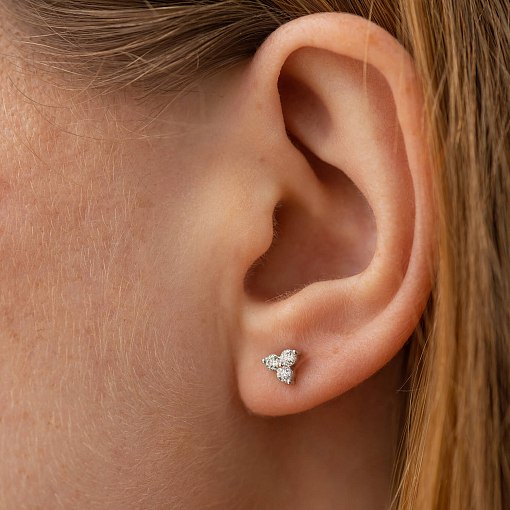 Серьги - пусеты с бриллиантами (белое золото) 322471121 2