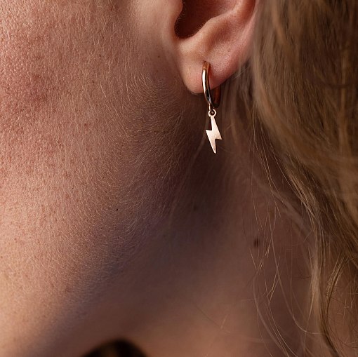 Серьги - кольца "Молнии" в красном золоте с08040 4