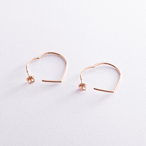 Золотые серьги - пусеты "Сердечки" с07961 2