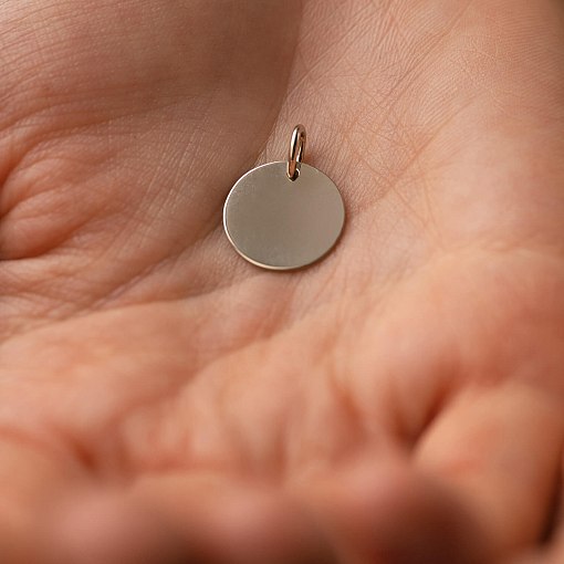 Кулон для гравировки в белом золоте (14 мм) п03519 5