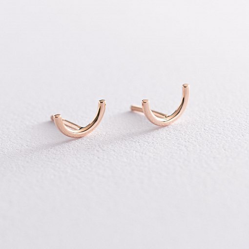 Серьги - пусеты "Дуга" в красном золоте с07075 3